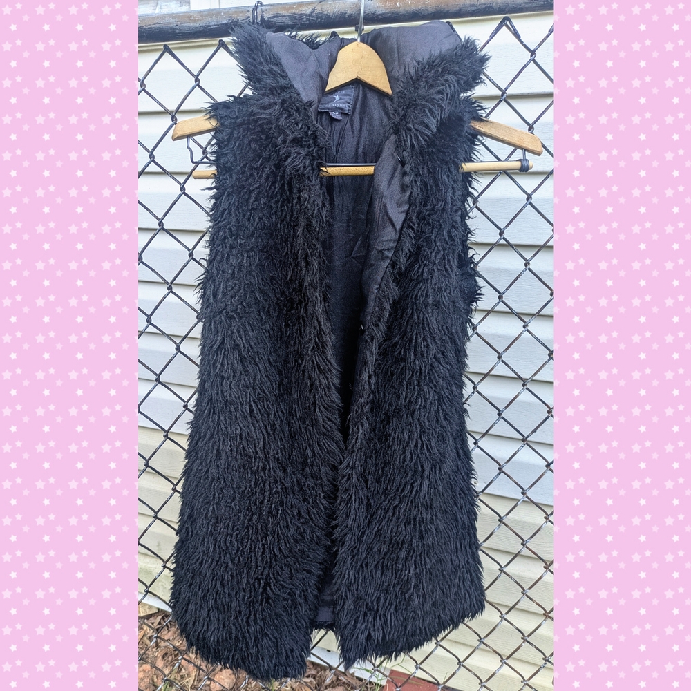 Black Faux Fur Vest
